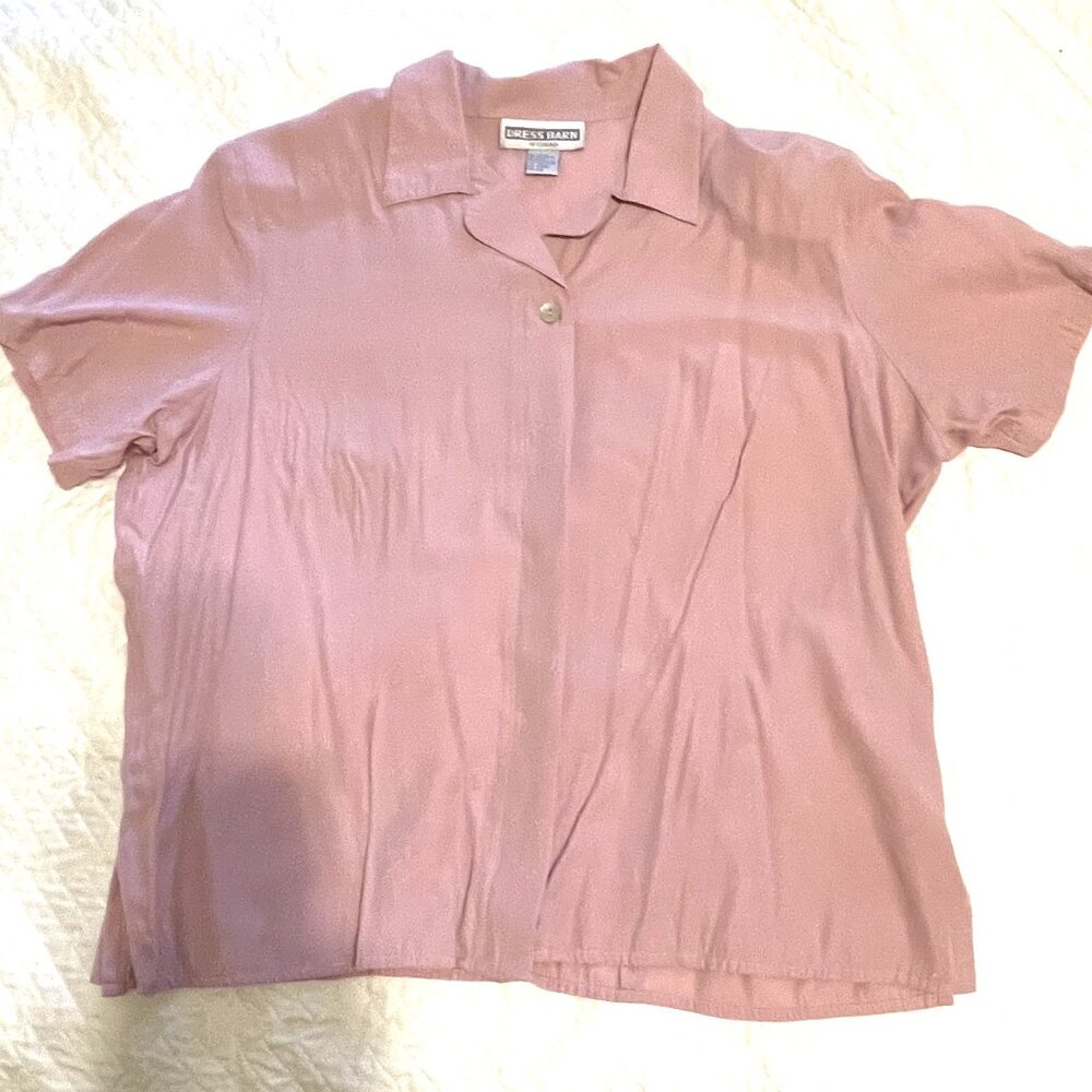 Dress Barn Rose Short Sleeve Blouse W/ Shoulder Pads, Size (18-20W)